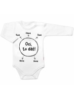 Body dlhý rukáv s vtipným textom Baby Nellys, Oci, to dáš! - biele
