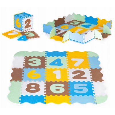 I PLAY Detské penové puzzle 114 x 114 cm, hracia deka, podložka na zem Čísla, 25 dielou