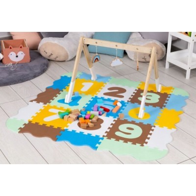 I PLAY Detské penové puzzle 114 x 114 cm, hracia deka, podložka na zem Čísla, 25 dielou