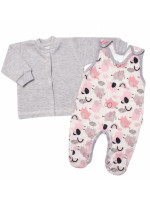 Baby Nellys 2 - dielna sada, bavlnené dupačky s košieľkou Sloníci, sivá, veľ. 68