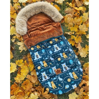 Baby Nellys Detský fusak maxi PREMIUM Forest Animals, zeleno/hnedý 110x50cm