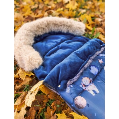 Baby Nellys Detský fusak maxi PREMIUM Kosmos, sivo/modrý 110x50cm