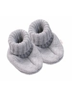 Baby Nellys Pletené topánočky / capáčky STAR Hand Made, sivé