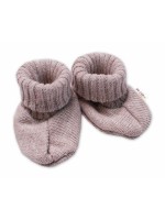 Baby Nellys Pletené topánočky / capáčky STAR Hand Made, bežové, veľ. 68/74