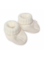 Baby Nellys Pletené topánočky / capáčky STAR Hand Made, ecru