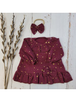 Mušelínové šatôčky s hviezdičkami + čelenka Z&Z, bordo, veľ. 62