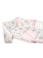 3-dielna sada mantinel s obliečkami Baby Nellys, Slon a Dúha, ružová/biela