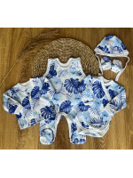 Novorodenecká sada do pôrodnice Mamatti, Listy, modrá, biela, veľ. 62