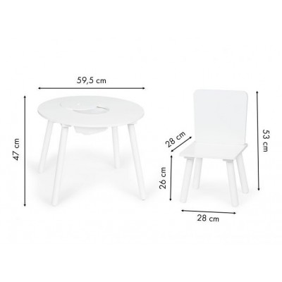 Detský nábytok, okrúhly stolček + dve stoličky ECO TOYS - biele