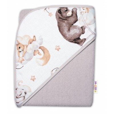 6-dielna výhod. sada s darčekom pre bábätko Baby Nellys, 135x100 Zvířátka na mráčku,bežová