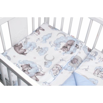 2-dielne bavlnené obliečky Baby Nellys, Zvieratká na mráčiku, modrá/biela, 135x100 cm