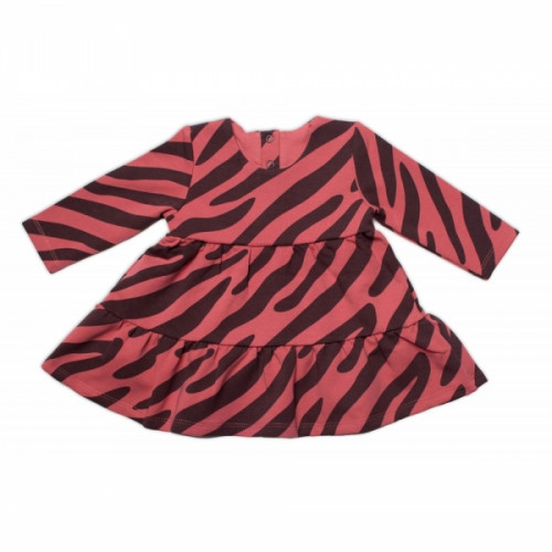 Dievčenské bavlnené šaty Mrofi, Helen - tehlovo červená s čiernymi pruhmi