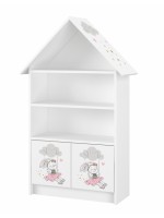Drevená knižnica/skriňa na hračky Domček, Rabbit - biela