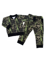 Štýlová bavlnená tepláková súprava G-baby, Dino - khaki/čierna