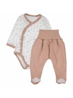 Body dlhý rukáv zap. bokom+polodupačky Galaxy Baby - béžový, veľ. 62