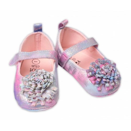 Dojčenské capáčky, balerínky Girl YO! s Kytičkou, na suchý zips, neónové, veľ. 9-15 m