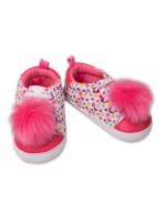 Dojčenské capáčky, topánočky Girl YO! s chlpáčkovou bambulkou, ružové, veľ. 9-15 m