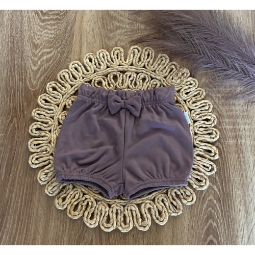 Bavlnené kraťasky s mašličkou Mamatti, Puntík, slivkové, veľ. 86