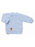 Detský pletený svetrík s gombíkmi, zap. bokom, Handmade Baby Nellys, modrý