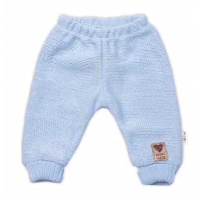 Pletené dojčenské nohavice Hand Made Baby Nellys, modré, veľ. 68/74