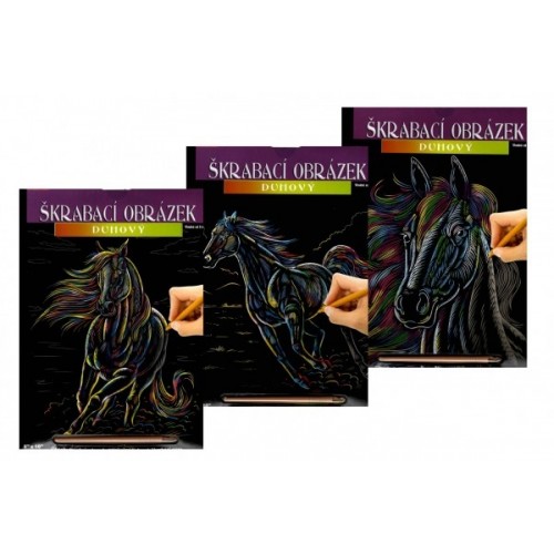 Škrabací obrázok dúhový A4 kôň 23x32cm 3 druhy