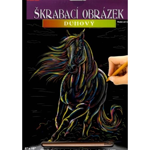 Škrabací obrázok dúhový A4 kôň 23x32cm 3 druhy