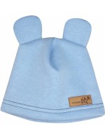 Teplá detská čiapka Kazum, bavlnená s uškami, modrá, veľ. 80/86