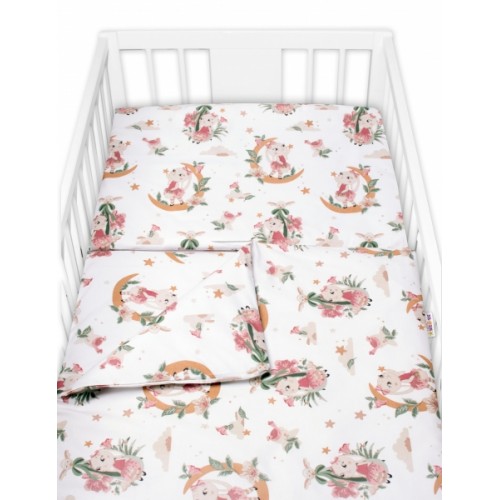 3-dielna sada Mantinel s obliečkami, Bunny Star, biela s potlačou, 120x90 cm