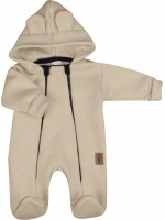 Oteplený detský overálek so šľapkami a kapucňou, Kazum, béžový, veľ. 80