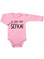 Body dlhý rukáv s vtipným textom Baby Nellys, Já jsem tady ŠÉFKA!