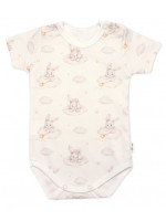 Body kr. rukáv, bavlna, zapínanie pri krku, Baby Nellys Králičkovia, krémové