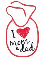 Nepremokavý podbradník, 24 x 27 cm - I love mom & dad, Baby Nellys - červený