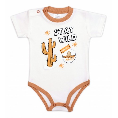 Body kr. rukáv, bavlna, zapínanie pri krku Mexiko Mrofi, ecru, veľ. 74