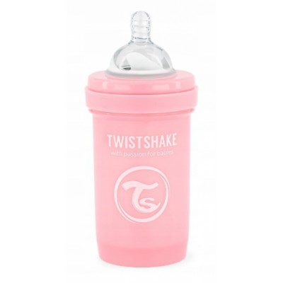 Antikoliková fľaša, Twistshake s cumlíkom, 0 m+, 180 ml, Pastel Pink
