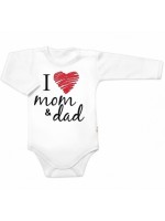 Body dlhý rukáv Baby Nellys, I love mom & dad, veľ. 86, unisex