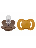 Cumlík, silikón, symetrický, 2ks, Lullaby Planet, 6m+, hnedá/horčica