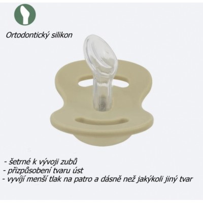 Cumlík, ortodontický silikón, 2ks, Lullaby Planet, 0-6m, oliva/horčica