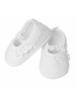 Dojčenské capáčky/topánočky s čipkou Vintage, Baby Nellys, biele, veľ. 62/68, 11,5cm