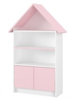 Drevená knižnica/skriňa na hračky Nellys Domček, biela/ružová