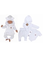 Novorodenecká sada 4D, body kr. rukáv, tepláčiky, kabátik a čiapočka Z&Z, biela, veľ. 56