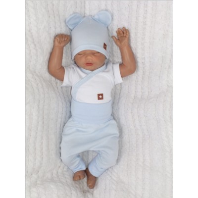Novorodenecká sada 4D, body kr. rukáv, tepláčiky, kabátik a čiapočka Z&Z, modrá, veľ. 62