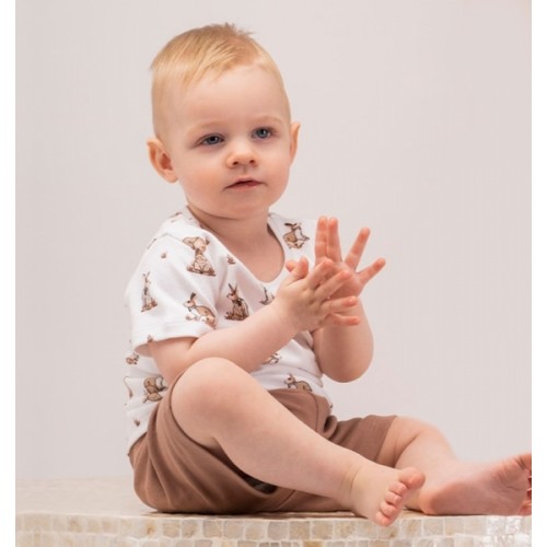 Tričko+kraťasky, bavlnený komplet Nicol, Rabbit, krémová/hnedá, veľ. 122