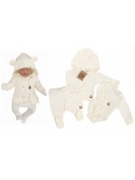 Sada do pôrodnice 5D, body, polodupačky, kabátik, čiapočka, rukavičky - ecru