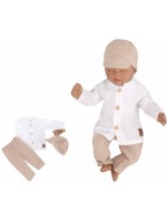 Mušelínová košeľa, nohavice + čiapky, 3D sada, Boy Z&Z, biela/piesková, veľ. 62
