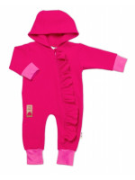 Teplákový overal s volánikom a kapucňou GIRL, Baby Nellys, amarant, veľ. 86