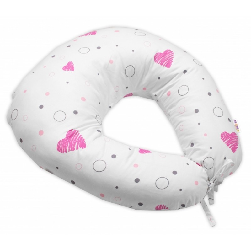 Dojčiace vankúš/podkova, bavlna, I love Girl Baby Nellys, ružový/biely