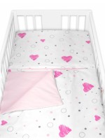 Obliečky do postieľky, bavlna 2D sada, I love Girl, ružová/biela, 135x100 cm