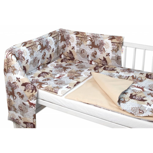 Mantinel s obliečkami, 3dielna sada Wild animals, hnedé, 120x90 cm