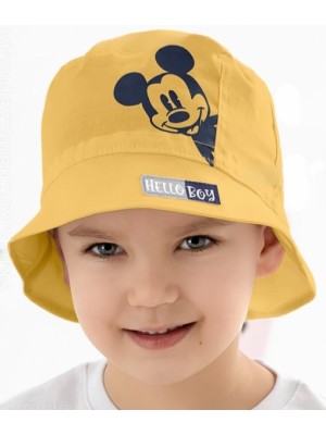 Letný, jarný klobúčik Baby Nellys, Mickey Hello Boy - žltý, veľ. 104/110, obvod: 52/54
