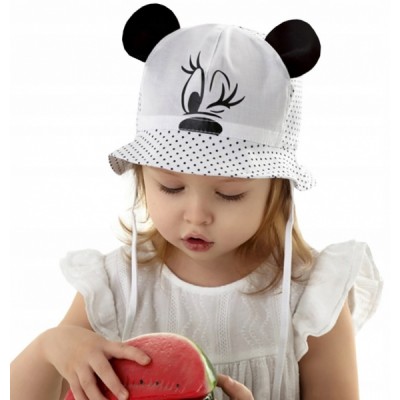 Letný klobúčik Baby Nellys Minnie na zaväzovanie, biely, veľ. 18-24 m